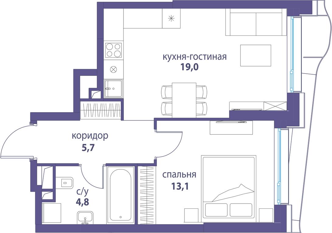 Продажа 1-комн. квартиры, 45,3 м² в ЖК «Символ», проезд Невельского, 6к1, Москва, Россия #1 Продажа 1-комн. квартиры, 45,3 м² в ЖК «Символ», проезд Невельского, 6к1, Москва, Россия #1