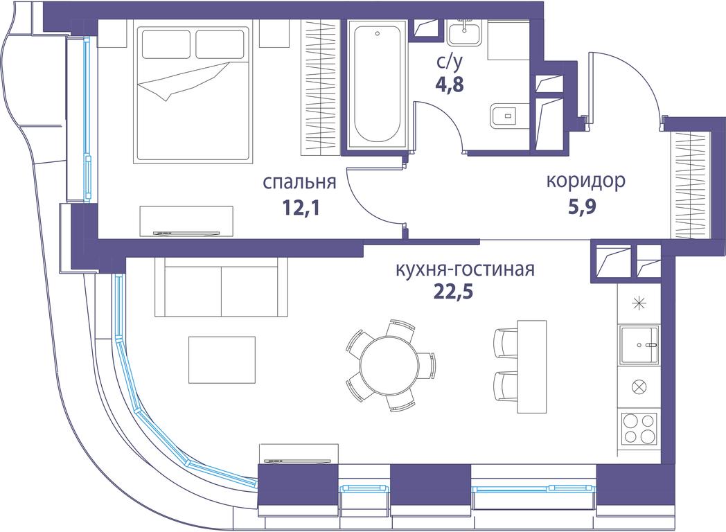 Продажа 1-комн. квартиры, 45,3 м² в ЖК «Символ», проезд Невельского, 6к1, Москва, Россия #2 Продажа 1-комн. квартиры, 45,3 м² в ЖК «Символ», проезд Невельского, 6к1, Москва, Россия #2