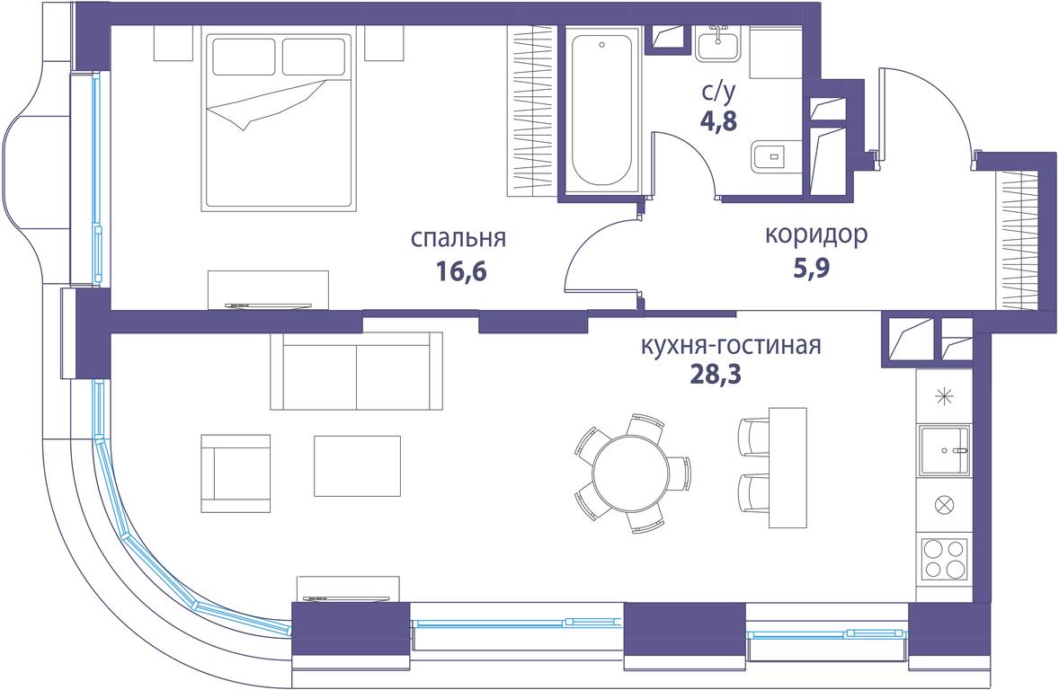 Продажа 1-комн. квартиры, 55,6 м² в ЖК «Символ», проезд Невельского, 6к1, Москва, Россия #2 Продажа 1-комн. квартиры, 55,6 м² в ЖК «Символ», проезд Невельского, 6к1, Москва, Россия #2