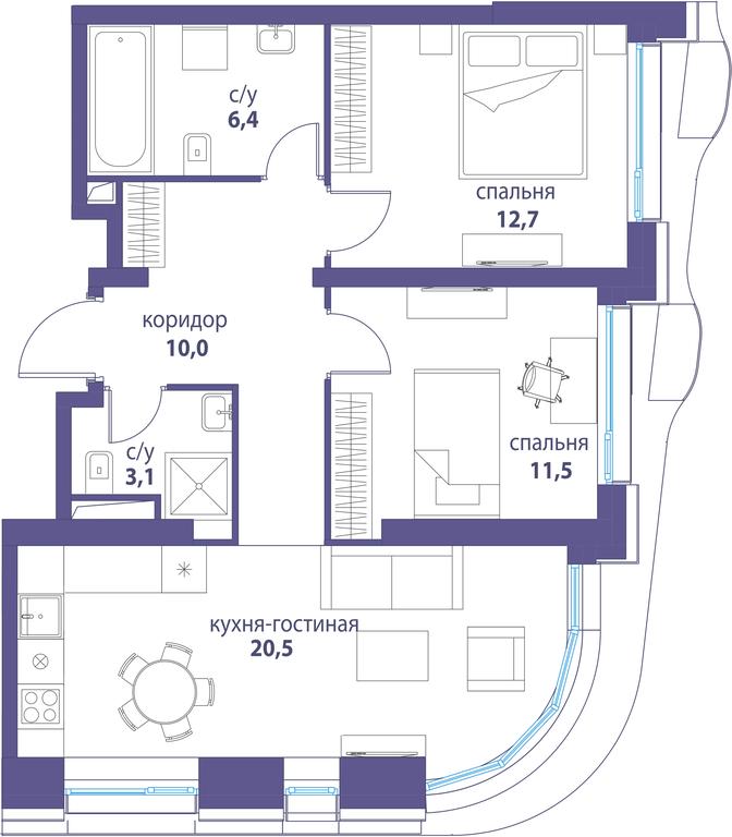 Продажа 2-комн. квартиры, 64,2 м² в ЖК «Символ», проезд Невельского, 6к1, Москва, Россия #1 Продажа 2-комн. квартиры, 64,2 м² в ЖК «Символ», проезд Невельского, 6к1, Москва, Россия #1