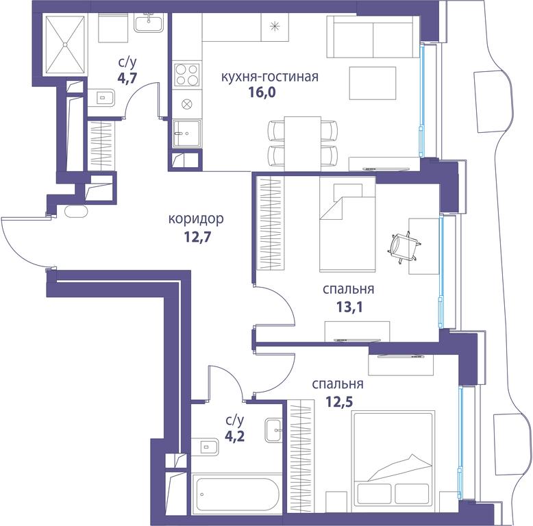 Продажа 2-комн. квартиры, 63,3 м² в ЖК «Символ», проезд Невельского, 6к1, Москва, Россия #2 Продажа 2-комн. квартиры, 63,3 м² в ЖК «Символ», проезд Невельского, 6к1, Москва, Россия #2
