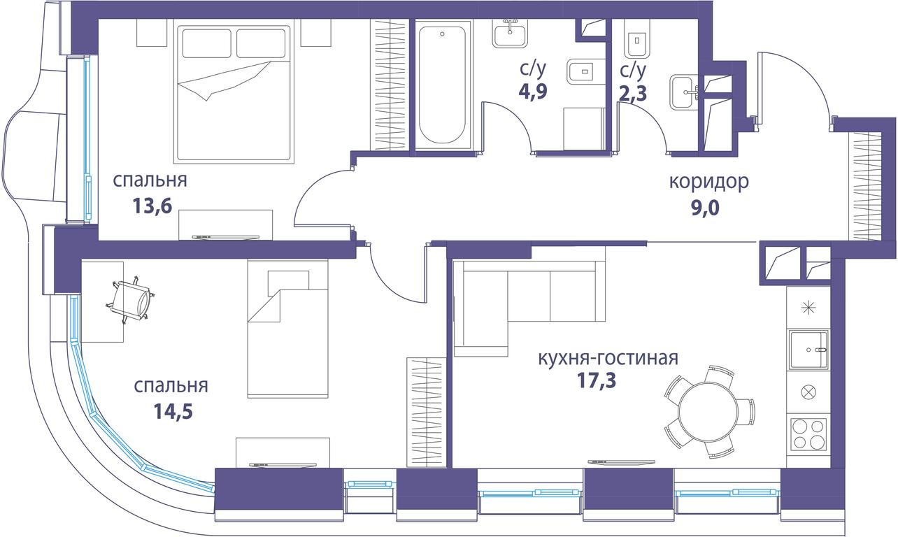 Продажа 2-комн. квартиры, 63,3 м² в ЖК «Символ», проезд Невельского, 6к1, Москва, Россия #1 Продажа 2-комн. квартиры, 63,3 м² в ЖК «Символ», проезд Невельского, 6к1, Москва, Россия #1