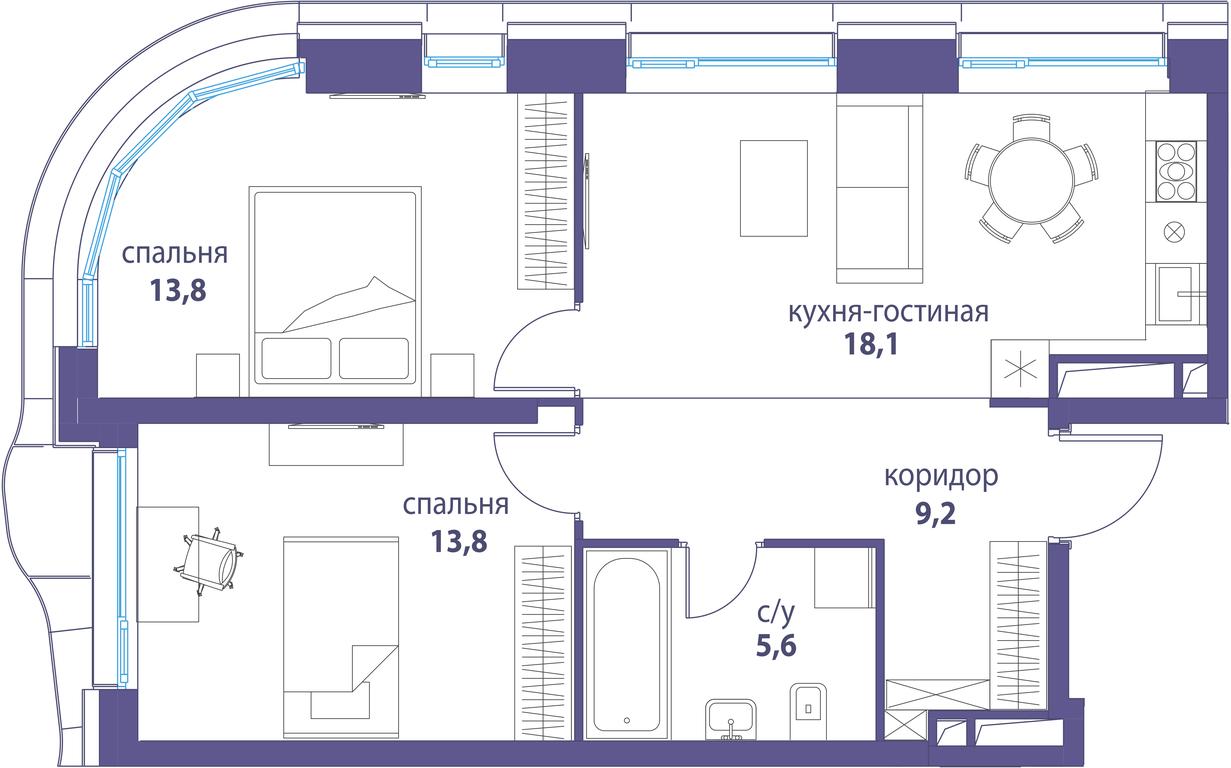 Продажа 2-комн. квартиры, 60,5 м² в ЖК «Символ», проезд Невельского, 6к1, Москва, Россия #2 Продажа 2-комн. квартиры, 60,5 м² в ЖК «Символ», проезд Невельского, 6к1, Москва, Россия #2