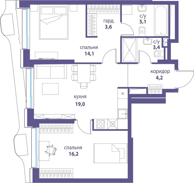 Продажа 2-комн. квартиры, 60,5 м² в ЖК «Символ», проезд Невельского, 6к1, Москва, Россия #1 Продажа 2-комн. квартиры, 60,5 м² в ЖК «Символ», проезд Невельского, 6к1, Москва, Россия #1