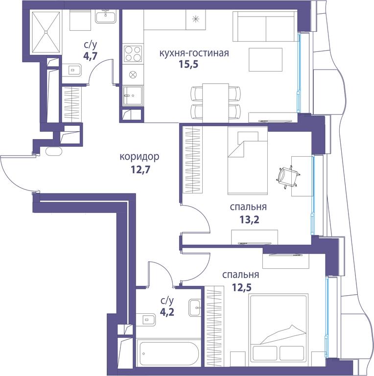 Продажа 2-комн. квартиры, 62,8 м² в ЖК «Символ», проезд Невельского, 6к1, Москва, Россия #2 Продажа 2-комн. квартиры, 62,8 м² в ЖК «Символ», проезд Невельского, 6к1, Москва, Россия #2