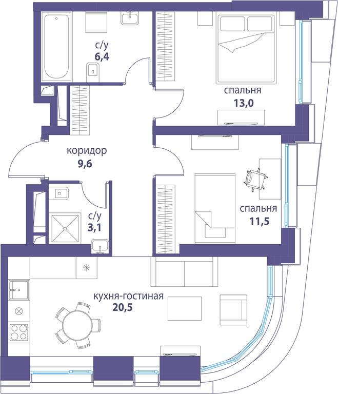 Продажа 2-комн. квартиры, 64,1 м² в ЖК «Символ», проезд Невельского, 6к1, Москва, Россия #2 Продажа 2-комн. квартиры, 64,1 м² в ЖК «Символ», проезд Невельского, 6к1, Москва, Россия #2