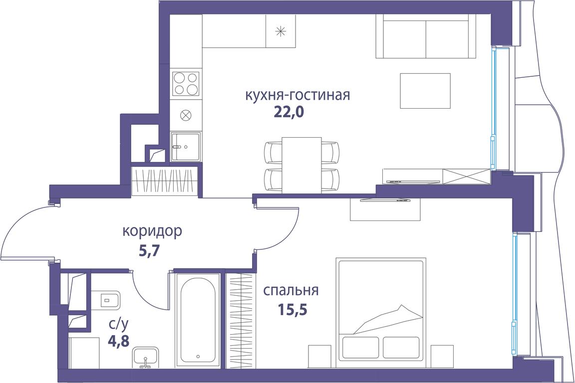 Продажа 2-комн. квартиры, 55,2 м² в ЖК «Символ», проезд Невельского, 6к1, Москва, Россия #1 Продажа 2-комн. квартиры, 55,2 м² в ЖК «Символ», проезд Невельского, 6к1, Москва, Россия #1