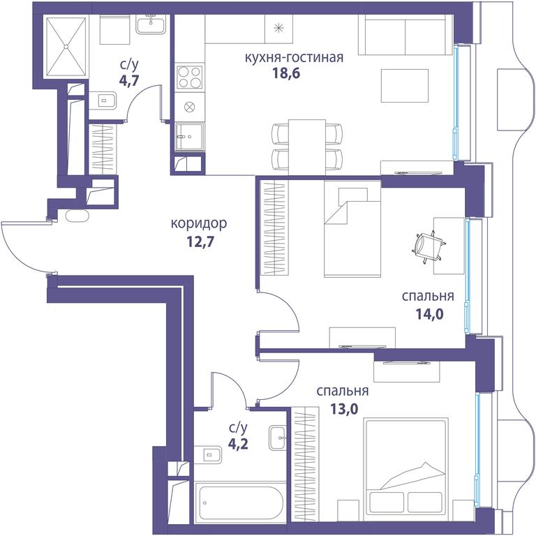 Продажа 2-комн. квартиры, 67,2 м² в ЖК «Символ», проезд Невельского, 6к1, Москва, Россия #2 Продажа 2-комн. квартиры, 67,2 м² в ЖК «Символ», проезд Невельского, 6к1, Москва, Россия #2