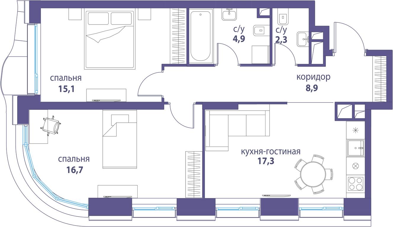 Продажа 2-комн. квартиры, 65,2 м² в ЖК «Символ», проезд Невельского, 6к1, Москва, Россия #2 Продажа 2-комн. квартиры, 65,2 м² в ЖК «Символ», проезд Невельского, 6к1, Москва, Россия #2