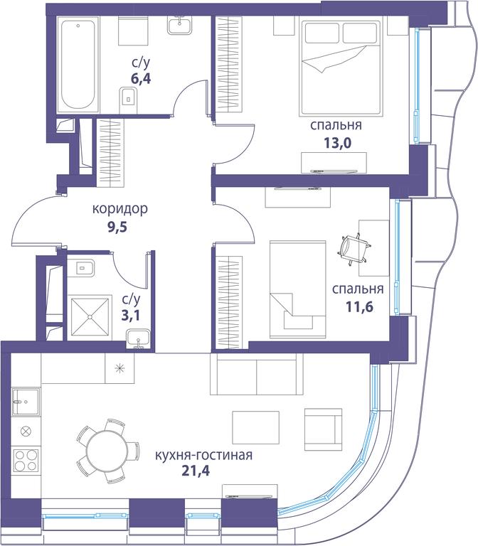 Продажа 2-комн. квартиры, 65 м² в ЖК «Символ», проезд Невельского, 6к1, Москва, Россия #2 Продажа 2-комн. квартиры, 65 м² в ЖК «Символ», проезд Невельского, 6к1, Москва, Россия #2