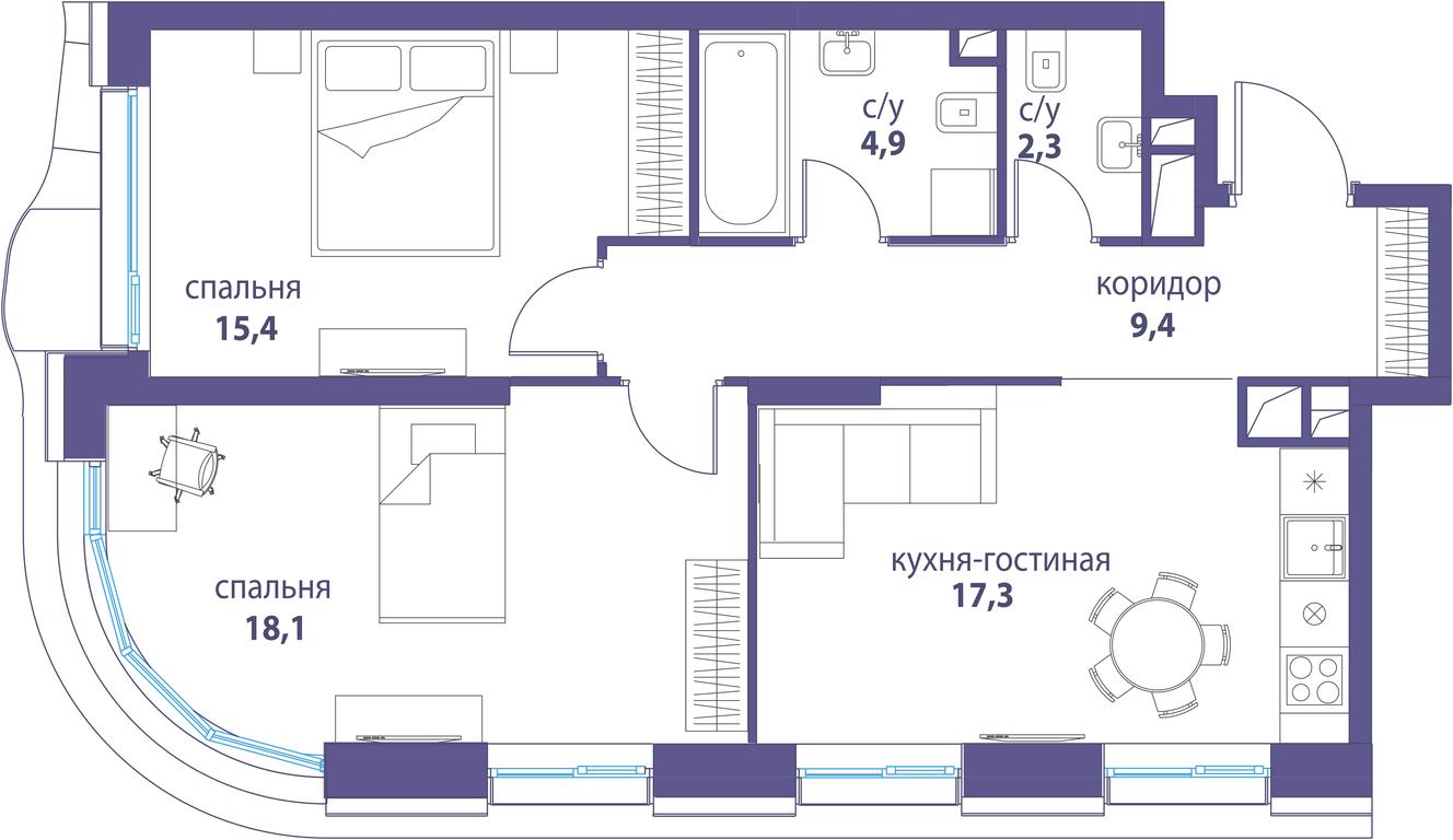 Продажа 2-комн. квартиры, 66,2 м² в ЖК «Символ», проезд Невельского, 6к1, Москва, Россия #2 Продажа 2-комн. квартиры, 66,2 м² в ЖК «Символ», проезд Невельского, 6к1, Москва, Россия #2