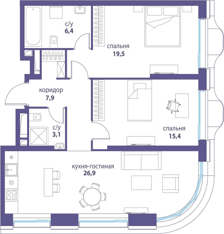 Продажа 2-комн. квартиры, 79,2 м² в ЖК «Символ», проезд Невельского, 6к1, Москва, Россия #2 Продажа 2-комн. квартиры, 79,2 м² в ЖК «Символ», проезд Невельского, 6к1, Москва, Россия #2