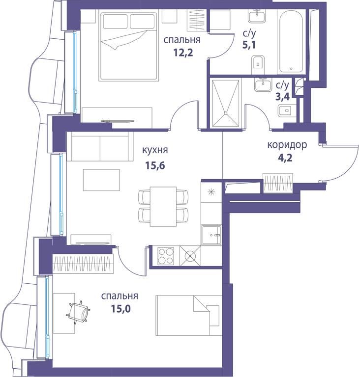 Продажа 2-комн. квартиры, 79,2 м² в ЖК «Символ», проезд Невельского, 6к1, Москва, Россия #1 Продажа 2-комн. квартиры, 79,2 м² в ЖК «Символ», проезд Невельского, 6к1, Москва, Россия #1