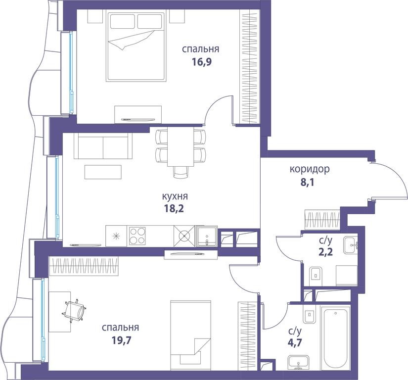 Продажа 2-комн. квартиры, 69,8 м² в ЖК «Символ», проезд Невельского, 6к1, Москва, Россия #2 Продажа 2-комн. квартиры, 69,8 м² в ЖК «Символ», проезд Невельского, 6к1, Москва, Россия #2