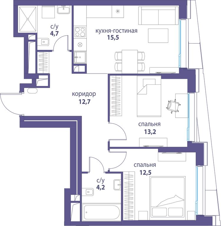 Продажа 2-комн. квартиры, 69,8 м² в ЖК «Символ», проезд Невельского, 6к1, Москва, Россия #1 Продажа 2-комн. квартиры, 69,8 м² в ЖК «Символ», проезд Невельского, 6к1, Москва, Россия #1