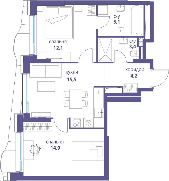 Продажа 3-комн. квартиры, 93,1 м² в ЖК «Символ», проезд Невельского, 6к1, Москва, Россия #1 Продажа 3-комн. квартиры, 93,1 м² в ЖК «Символ», проезд Невельского, 6к1, Москва, Россия #1
