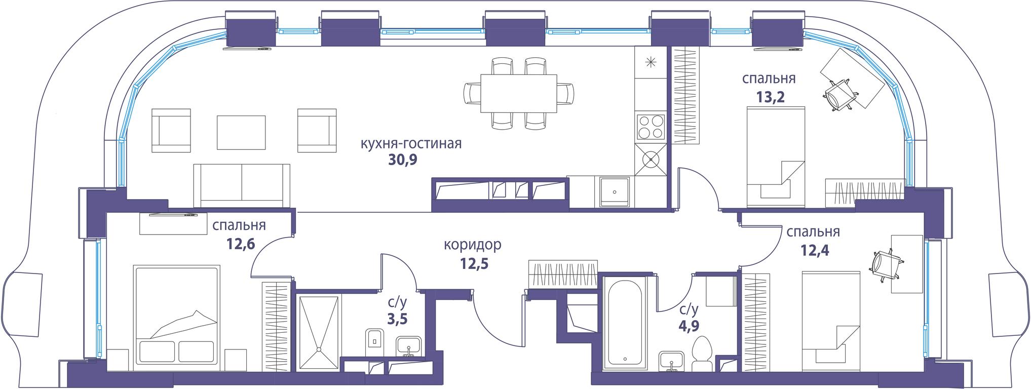 Продажа 3-комн. квартиры, 90 м² в ЖК «Символ», проезд Невельского, 6к1, Москва, Россия #2 Продажа 3-комн. квартиры, 90 м² в ЖК «Символ», проезд Невельского, 6к1, Москва, Россия #2