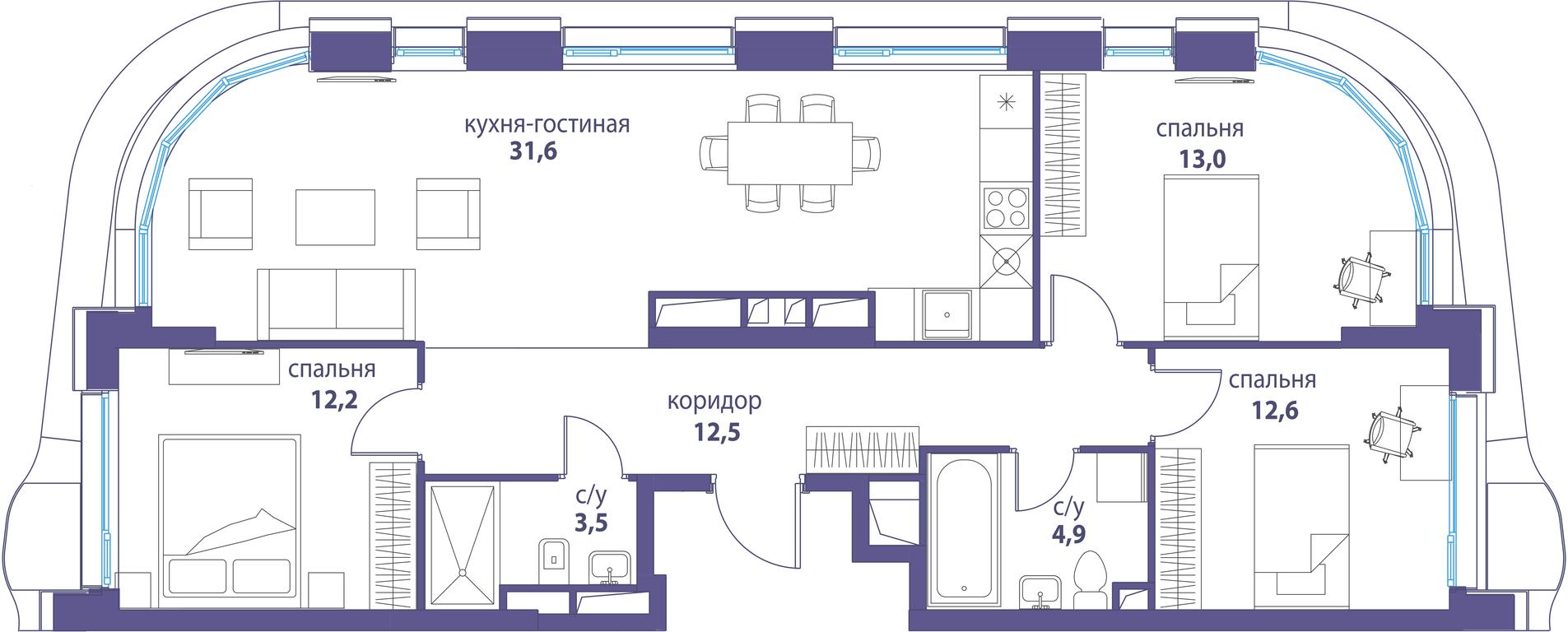 Продажа 3-комн. квартиры, 90,3 м² в ЖК «Символ», проезд Невельского, 6к1, Москва, Россия #2 Продажа 3-комн. квартиры, 90,3 м² в ЖК «Символ», проезд Невельского, 6к1, Москва, Россия #2