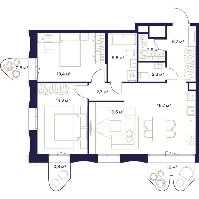 3-BD Apartment Sale, 78.6平方米 at Soyuz, Selskokhozyaystvennaya Street, Moscow, Russia #1 3-BD Apartment Sale, 78.6平方米 at Soyuz, Selskokhozyaystvennaya Street, Moscow, Russia #1