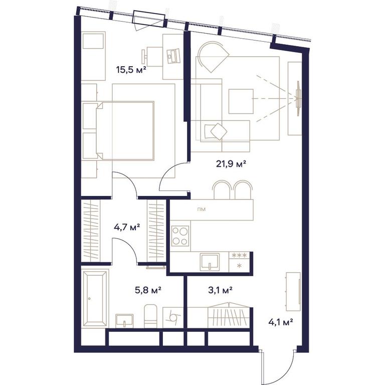 1-BD Apartment Sale, 55.1平方米 at Soyuz, Selskokhozyaystvennaya Street, Moscow, Russia #2 1-BD Apartment Sale, 55.1平方米 at Soyuz, Selskokhozyaystvennaya Street, Moscow, Russia #2
