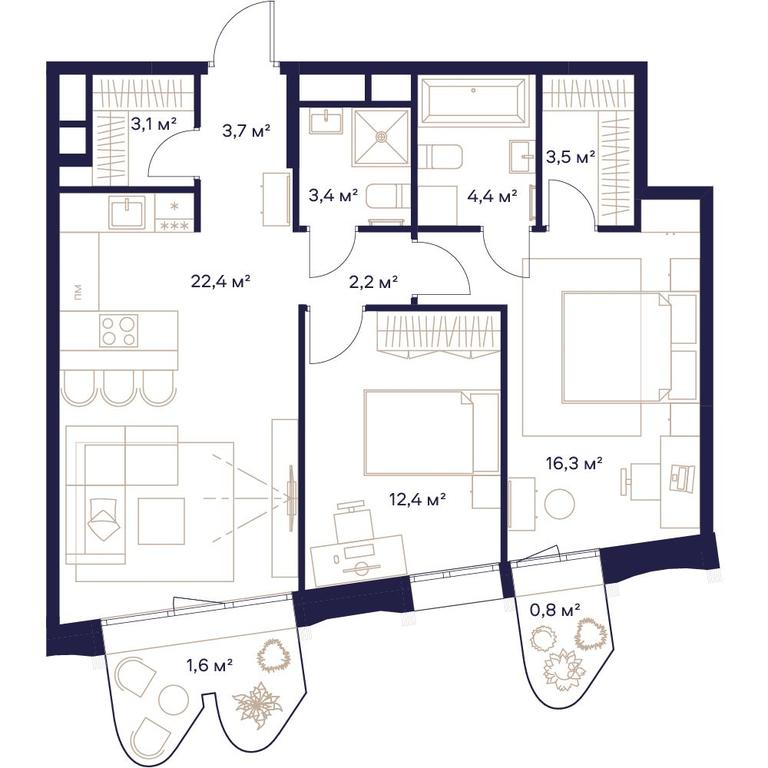 2-BD Apartment Sale, 73.8平方米 at Soyuz, Selskokhozyaystvennaya Street, Moscow, Russia #1 2-BD Apartment Sale, 73.8平方米 at Soyuz, Selskokhozyaystvennaya Street, Moscow, Russia #1