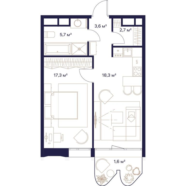 1-BD Apartment Sale, 49.2平方米 at Soyuz, Selskokhozyaystvennaya Street, Moscow, Russia #1 1-BD Apartment Sale, 49.2平方米 at Soyuz, Selskokhozyaystvennaya Street, Moscow, Russia #1