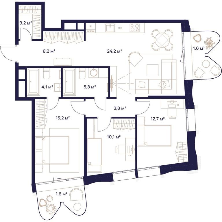 3-BD Apartment Sale, 90平方米 at Soyuz, Selskokhozyaystvennaya Street, Moscow, Russia #1