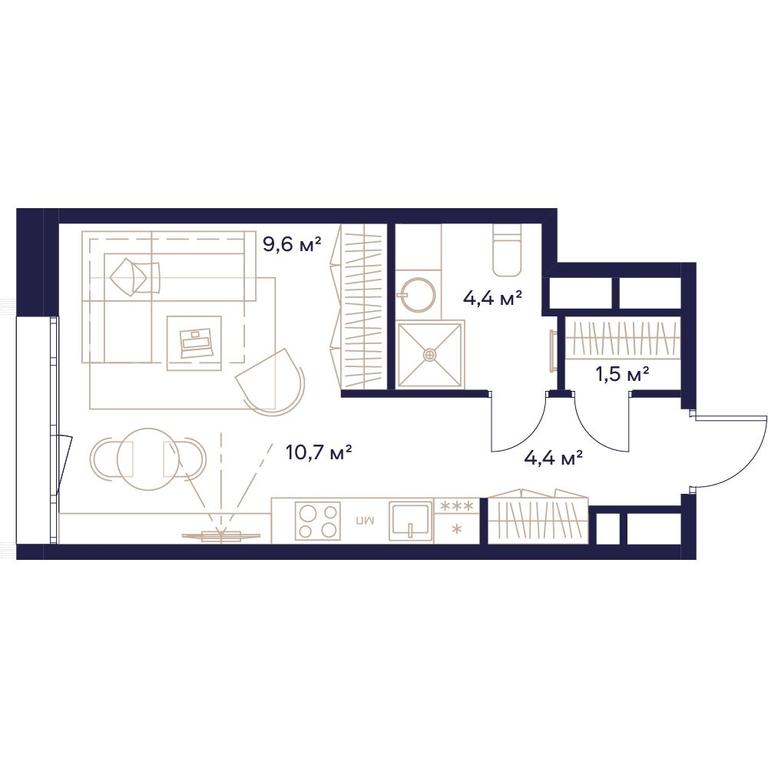 Apartment Sale, 30.6平方米 at Soyuz, Selskokhozyaystvennaya Street, Moscow, Russia #2