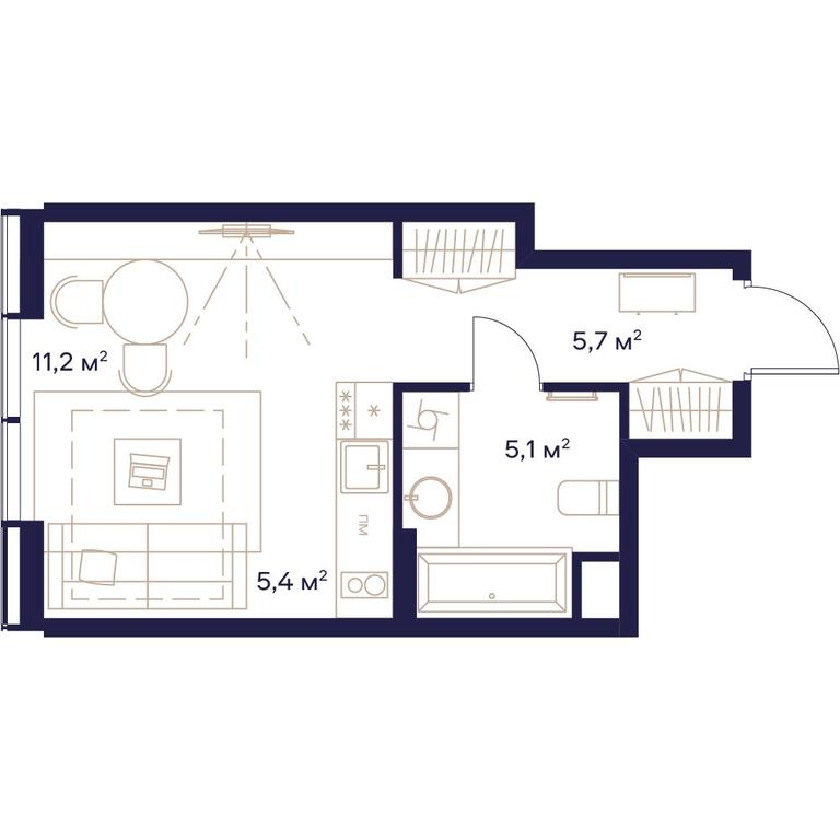 Apartment Sale, 27.4平方米 at Soyuz, Selskokhozyaystvennaya Street, Moscow, Russia #1