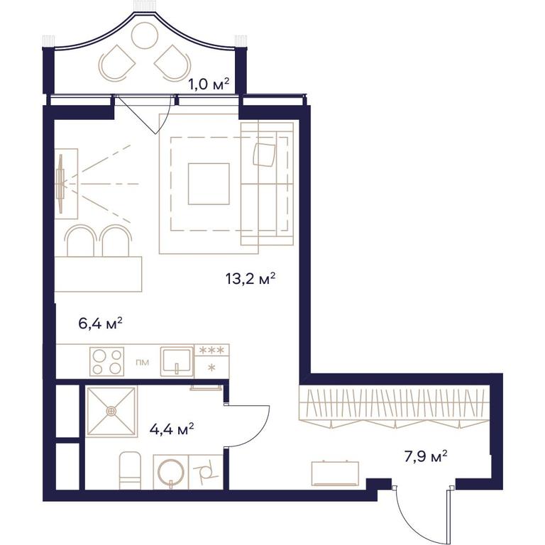 Apartment Sale, 32.9平方米 at Soyuz, Selskokhozyaystvennaya Street, Moscow, Russia #2