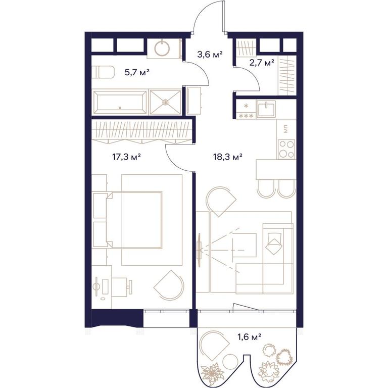 1-BD Apartment Sale, 49.2平方米 at Soyuz, Selskokhozyaystvennaya Street, Moscow, Russia #1 1-BD Apartment Sale, 49.2平方米 at Soyuz, Selskokhozyaystvennaya Street, Moscow, Russia #1