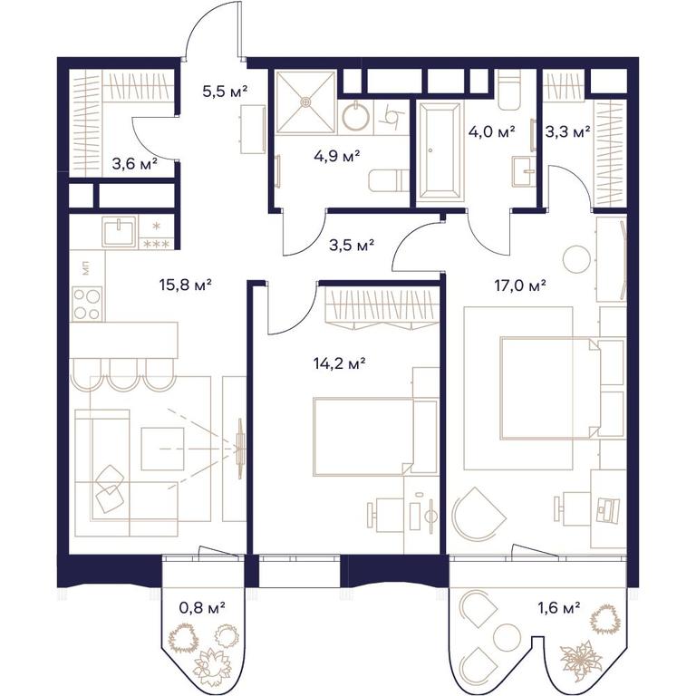 2-BD Apartment Sale, 74.3平方米 at Soyuz, Selskokhozyaystvennaya Street, Moscow, Russia #1 2-BD Apartment Sale, 74.3平方米 at Soyuz, Selskokhozyaystvennaya Street, Moscow, Russia #1