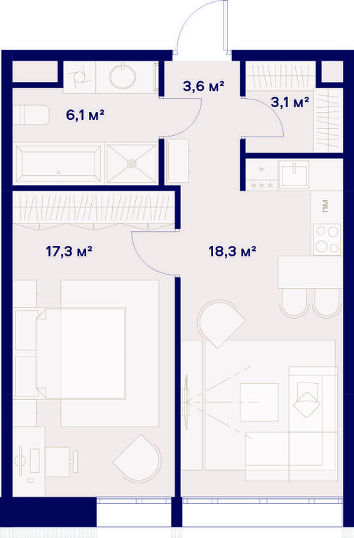1-BD Apartment Sale, 48.4平方米 at Soyuz, Selskokhozyaystvennaya Street, Moscow, Russia #1 1-BD Apartment Sale, 48.4平方米 at Soyuz, Selskokhozyaystvennaya Street, Moscow, Russia #1