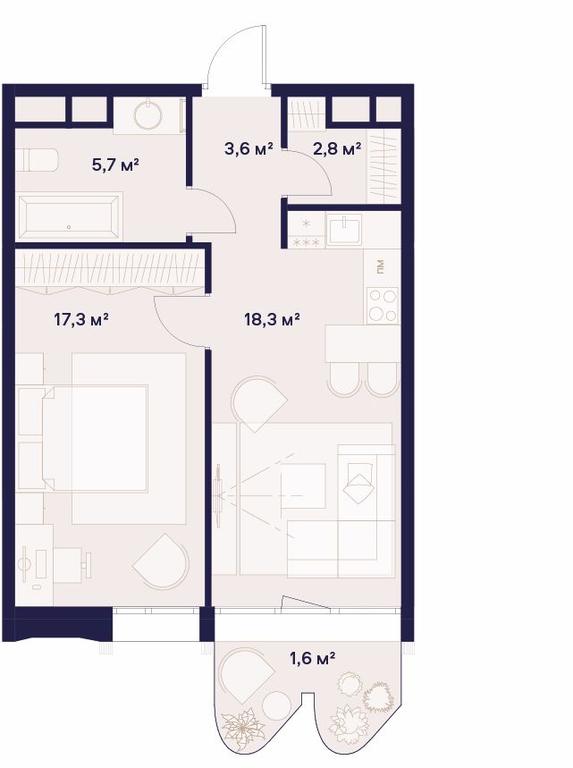 1-BD Apartment Sale, 49.3平方米 at Soyuz, Selskokhozyaystvennaya Street, Moscow, Russia #1 1-BD Apartment Sale, 49.3平方米 at Soyuz, Selskokhozyaystvennaya Street, Moscow, Russia #1