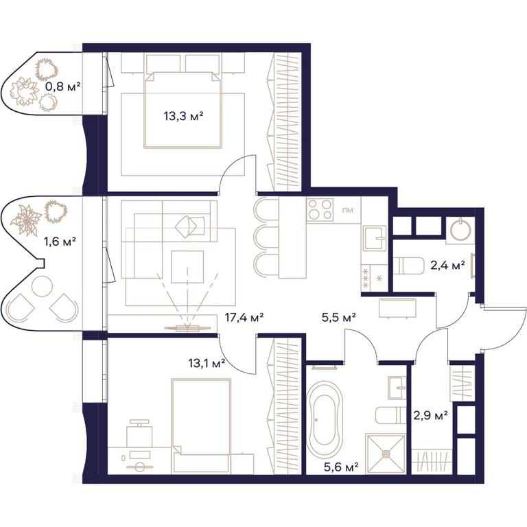 2-BD Apartment Sale, 62平方米 at Soyuz, Selskokhozyaystvennaya Street, Moscow, Russia #1 2-BD Apartment Sale, 62平方米 at Soyuz, Selskokhozyaystvennaya Street, Moscow, Russia #1