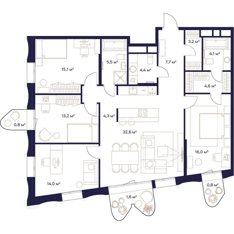 4-BD Apartment Sale, 127.9平方米 at Soyuz, Selskokhozyaystvennaya Street, Moscow, Russia #1 4-BD Apartment Sale, 127.9平方米 at Soyuz, Selskokhozyaystvennaya Street, Moscow, Russia #1