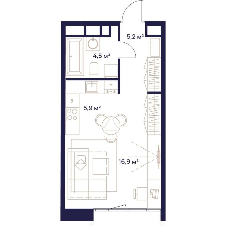 Apartment Sale, 32.5平方米 at Soyuz, Selskokhozyaystvennaya Street, Moscow, Russia #2