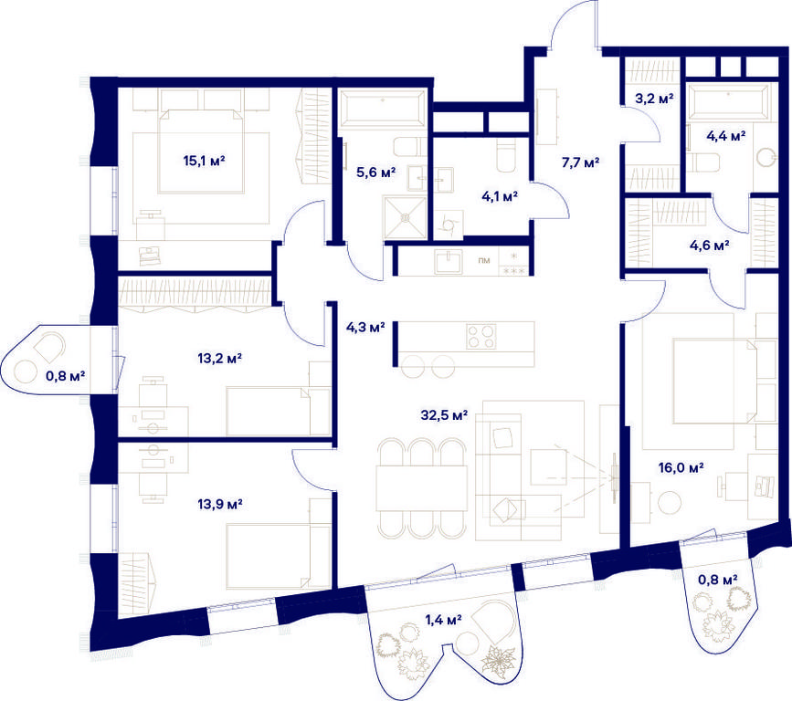 4-BD Apartment Sale, 127.6平方米 at Soyuz, Selskokhozyaystvennaya Street, Moscow, Russia #1 4-BD Apartment Sale, 127.6平方米 at Soyuz, Selskokhozyaystvennaya Street, Moscow, Russia #1