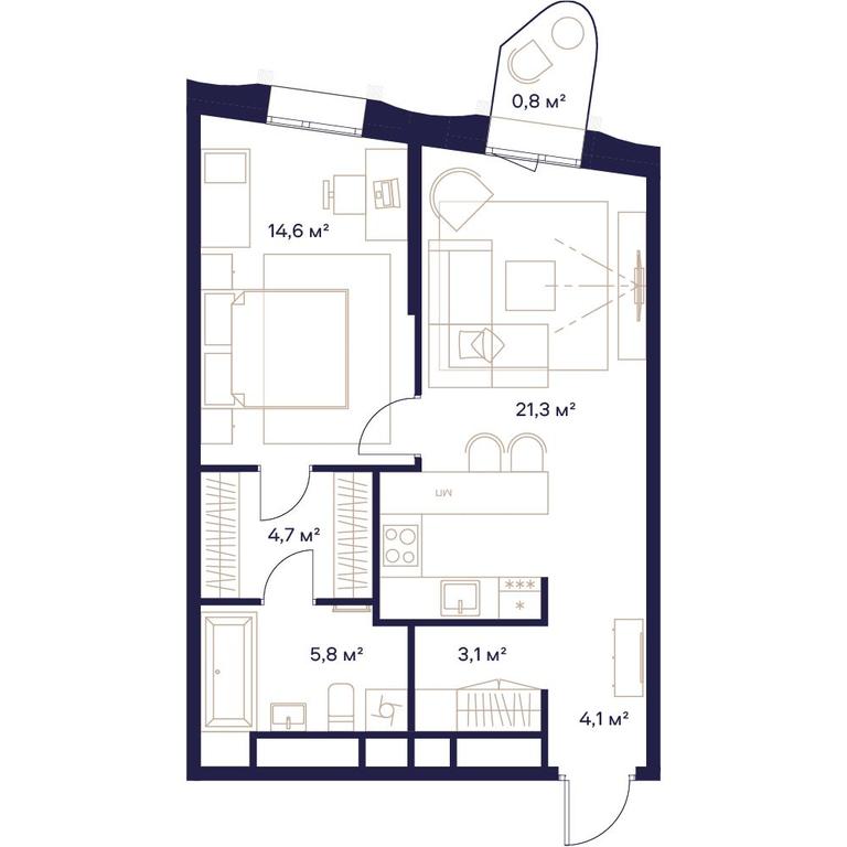 1-BD Apartment Sale, 54.4平方米 at Soyuz, Selskokhozyaystvennaya Street, Moscow, Russia #1 1-BD Apartment Sale, 54.4平方米 at Soyuz, Selskokhozyaystvennaya Street, Moscow, Russia #1
