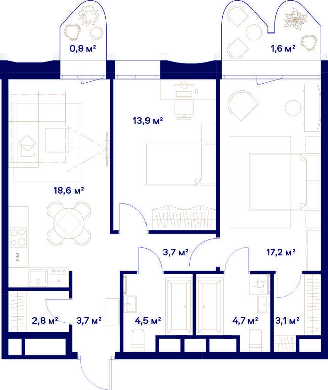 2-BD Apartment Sale, 74.6平方米 at Soyuz, Selskokhozyaystvennaya Street, Moscow, Russia #1 2-BD Apartment Sale, 74.6平方米 at Soyuz, Selskokhozyaystvennaya Street, Moscow, Russia #1