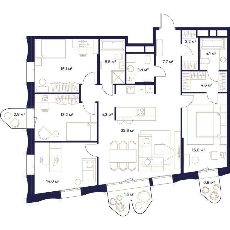 4-BD Apartment Sale, 127.9平方米 at Soyuz, Selskokhozyaystvennaya Street, Moscow, Russia #1 4-BD Apartment Sale, 127.9平方米 at Soyuz, Selskokhozyaystvennaya Street, Moscow, Russia #1