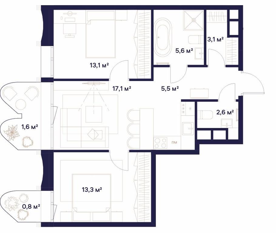 2-BD Apartment Sale, 62.7平方米 at Soyuz, Selskokhozyaystvennaya Street, Moscow, Russia #1 2-BD Apartment Sale, 62.7平方米 at Soyuz, Selskokhozyaystvennaya Street, Moscow, Russia #1