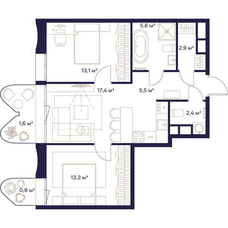 2-BD Apartment Sale, 62.7平方米 at Soyuz, Selskokhozyaystvennaya Street, Moscow, Russia #1 2-BD Apartment Sale, 62.7平方米 at Soyuz, Selskokhozyaystvennaya Street, Moscow, Russia #1