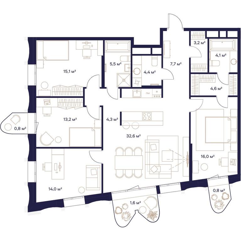 4-BD Apartment Sale, 127.9平方米 at Soyuz, Selskokhozyaystvennaya Street, Moscow, Russia #1 4-BD Apartment Sale, 127.9平方米 at Soyuz, Selskokhozyaystvennaya Street, Moscow, Russia #1