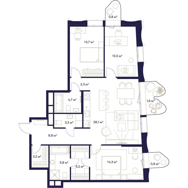 3-BD Apartment Sale, 105.6平方米 at Soyuz, Selskokhozyaystvennaya Street, Moscow, Russia #1 3-BD Apartment Sale, 105.6平方米 at Soyuz, Selskokhozyaystvennaya Street, Moscow, Russia #1