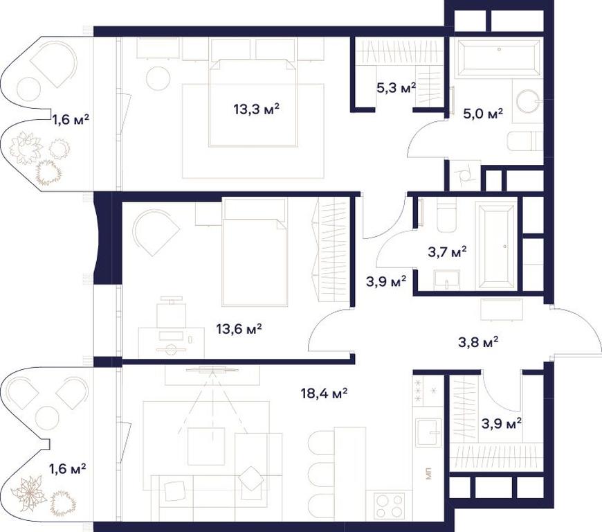 2-BD Apartment Sale, 74.1平方米 at Soyuz, Selskokhozyaystvennaya Street, Moscow, Russia #1 2-BD Apartment Sale, 74.1平方米 at Soyuz, Selskokhozyaystvennaya Street, Moscow, Russia #1
