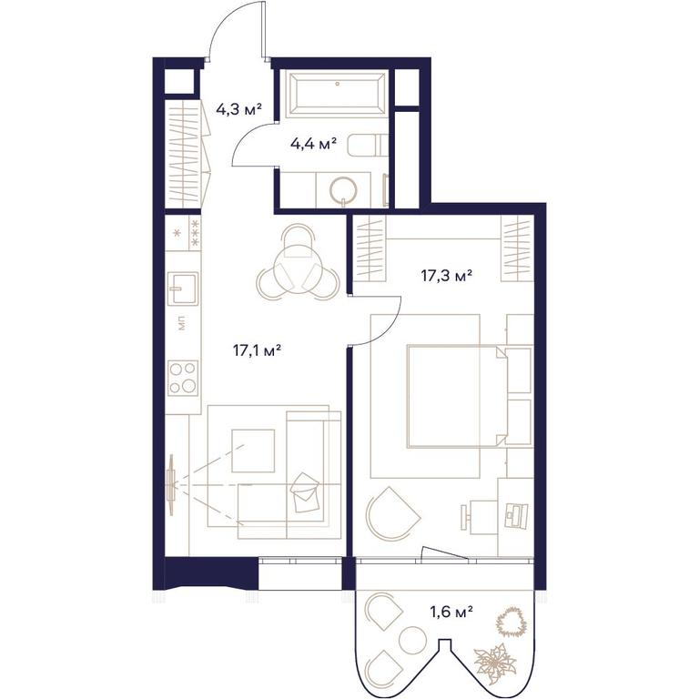 1-BD Apartment Sale, 44.7平方米 at Soyuz, Selskokhozyaystvennaya Street, Moscow, Russia #1 1-BD Apartment Sale, 44.7平方米 at Soyuz, Selskokhozyaystvennaya Street, Moscow, Russia #1