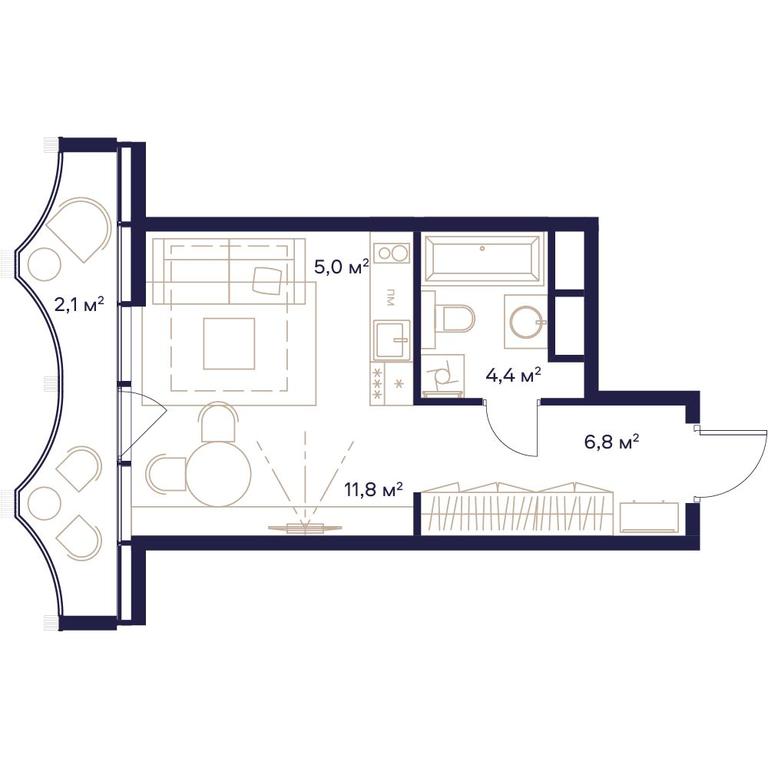 Apartment Sale, 30.1平方米 at Soyuz, Selskokhozyaystvennaya Street, Moscow, Russia #1