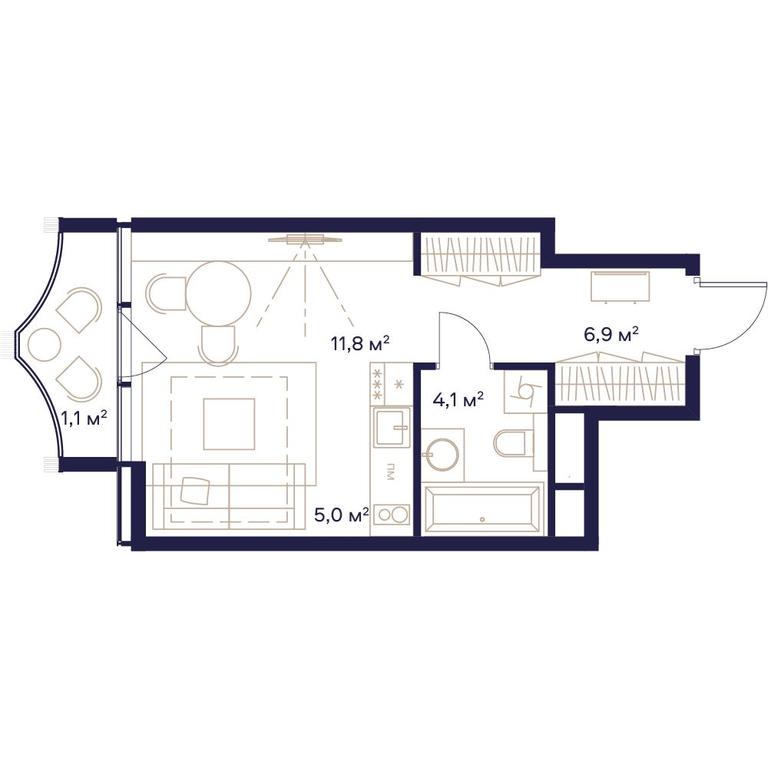 Apartment Sale, 28.9平方米 at Soyuz, Selskokhozyaystvennaya Street, Moscow, Russia #1