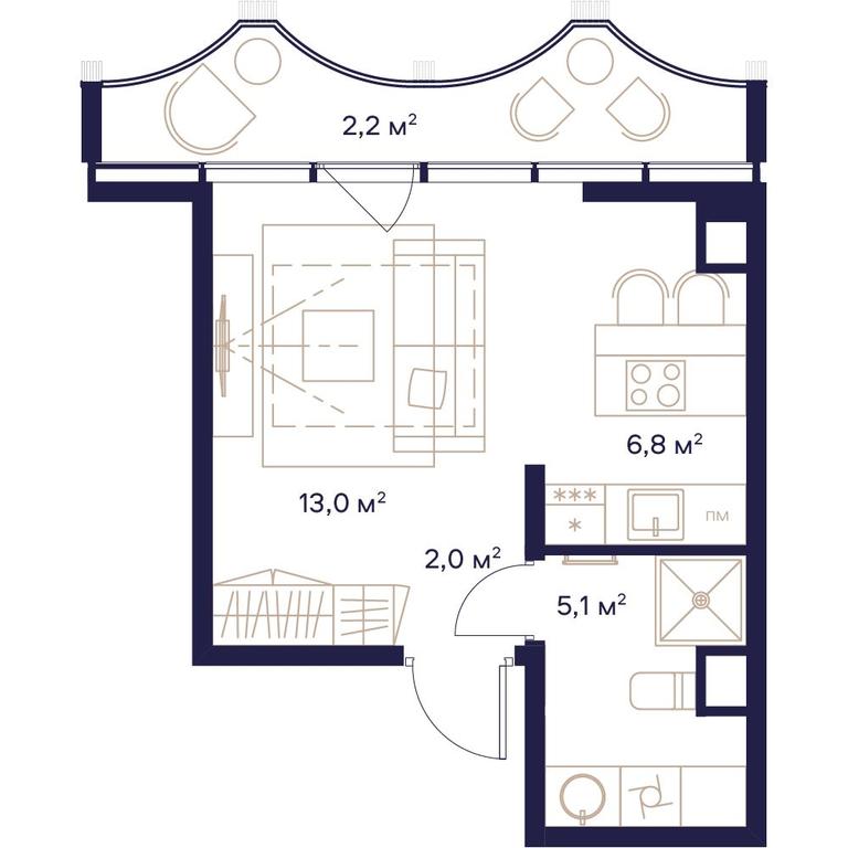 Apartment Sale, 29.1平方米 at Soyuz, Selskokhozyaystvennaya Street, Moscow, Russia #1